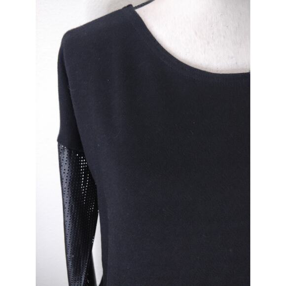 Generation Love New York Black Perforated Faux Leather Sleeve Sweater Size XS/S - Picture 6 of 13